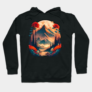 Colorful Abstract Mountain River Landscape Design Hoodie